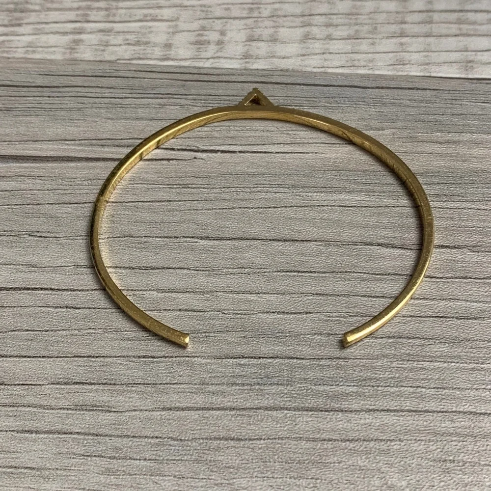 Gold Tone Geometric Triangle Rhinestone Cuff Bracelet Minimalist Jewelry
